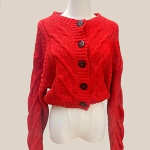 Free People Bonfire cardigan in bright red